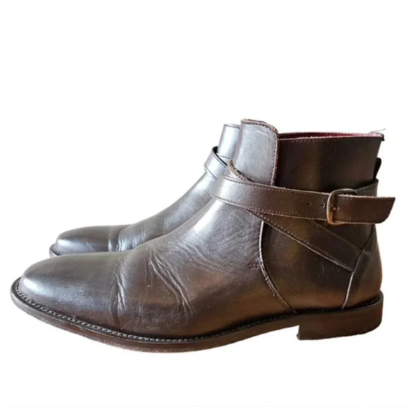 19V69 Italia Men\'s Leather Formal Elegant Ankle Boots Dark Brown Size EU 42. main image 9